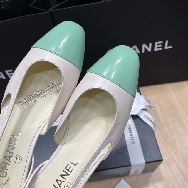 Chanel專櫃經典款女士涼鞋 香奈兒時尚sling back涼鞋平跟鞋6.5cm中跟鞋 dx2569
